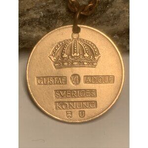 1962 Sweden 2 Öre - Gustaf VI Coin Pendant Unisex Necklace. Swedish Crown. A1